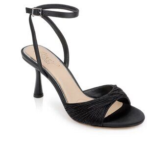 Jewel Badgley Mischka Women's Nanette Stiletto Dress Sandals Black Satin 8.5